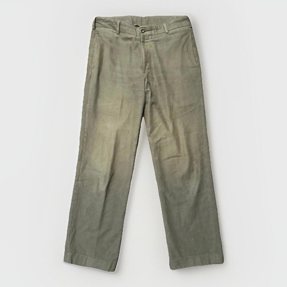 Charleston Khakis Pants 36 Olive Green Cuffed USA Vintage Heavy